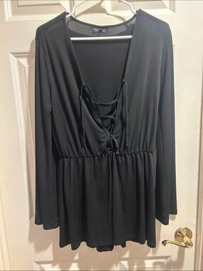 Topshop Black Lace Up Romper
